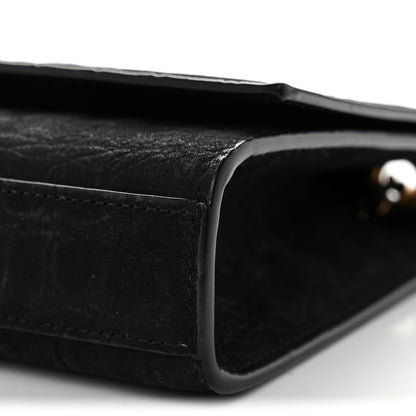 Saint Laurent Crocodile Embossed Nubuck Small Monogram Kate Satchel Black 18 of 19
