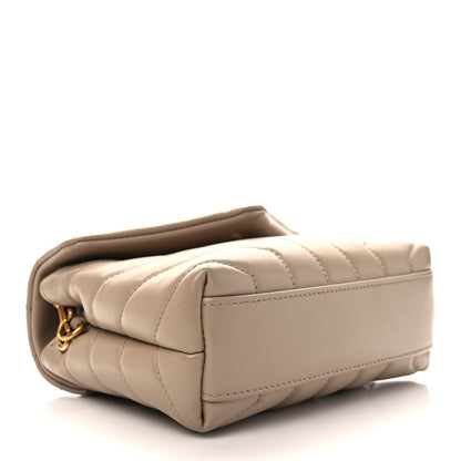 Saint Laurent Calfskin Y Quilted Monogram Toy Loulou Crossbody Bag Latte 5 of 9