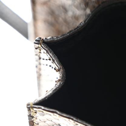 Celine Snakeskin Medium Classic Box Flap Bag Brown 10 of 11