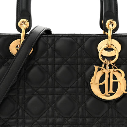 Christian Dior Lambskin Cannage Medium Lady Dior Black 8 of 12