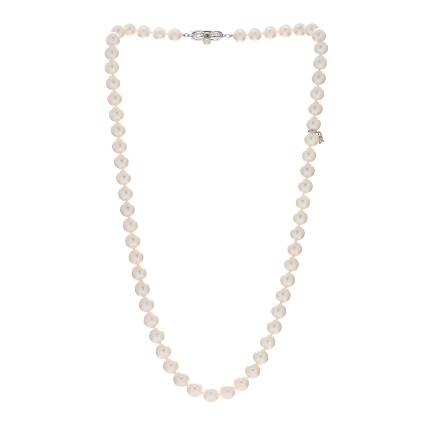 18K White Gold Akoya Pearl 7.5-8mm Strand Necklace 20"