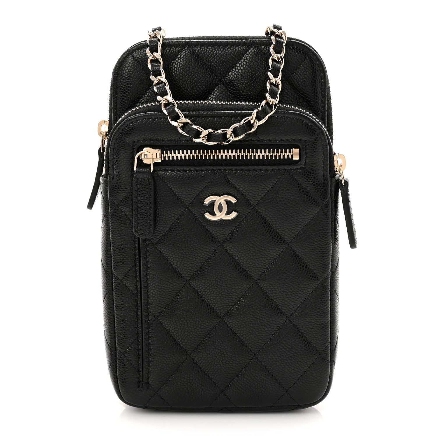 Chanel Caviar Quilted Phone Holder With Chain Black 1 of 10