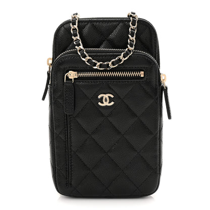 Chanel Caviar Quilted Phone Holder With Chain Black 1 of 10