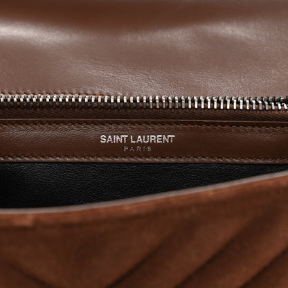 Saint Laurent Suede Matelasse Chevron Fringe Monogram Medium College Bag Marron Clair 7 of 10