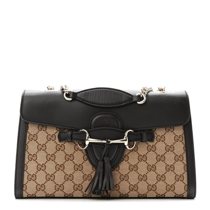 Gucci Monogram Margaux Calfskin Medium Emily Chain Shoulder Bag Beige Ebony Cocoa 1 of 10