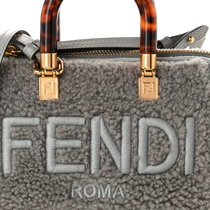Fendi Sheepskin Vitello King Plexiglass Logo Embroidered Mini By The Way Top Handle Boston Ghiaccio 7 of 9