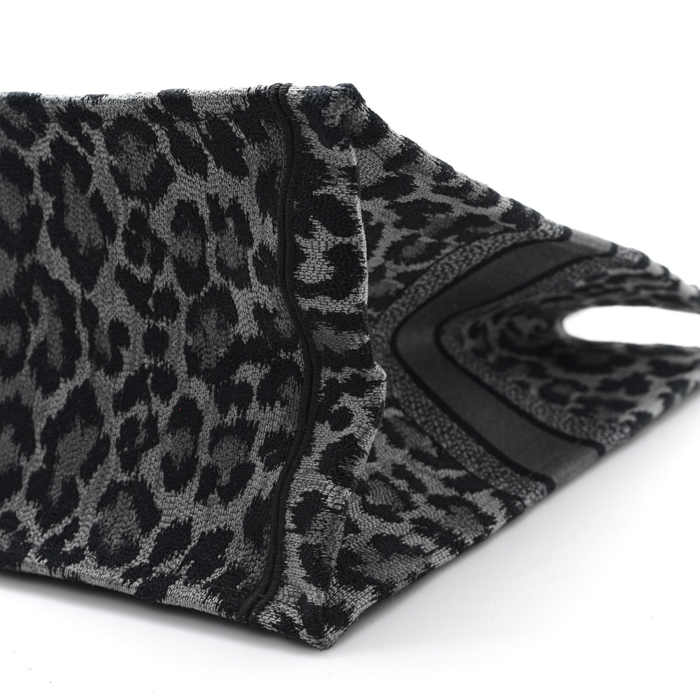 Canvas Mizza Embroidered Large Leopard Book Tote Grey