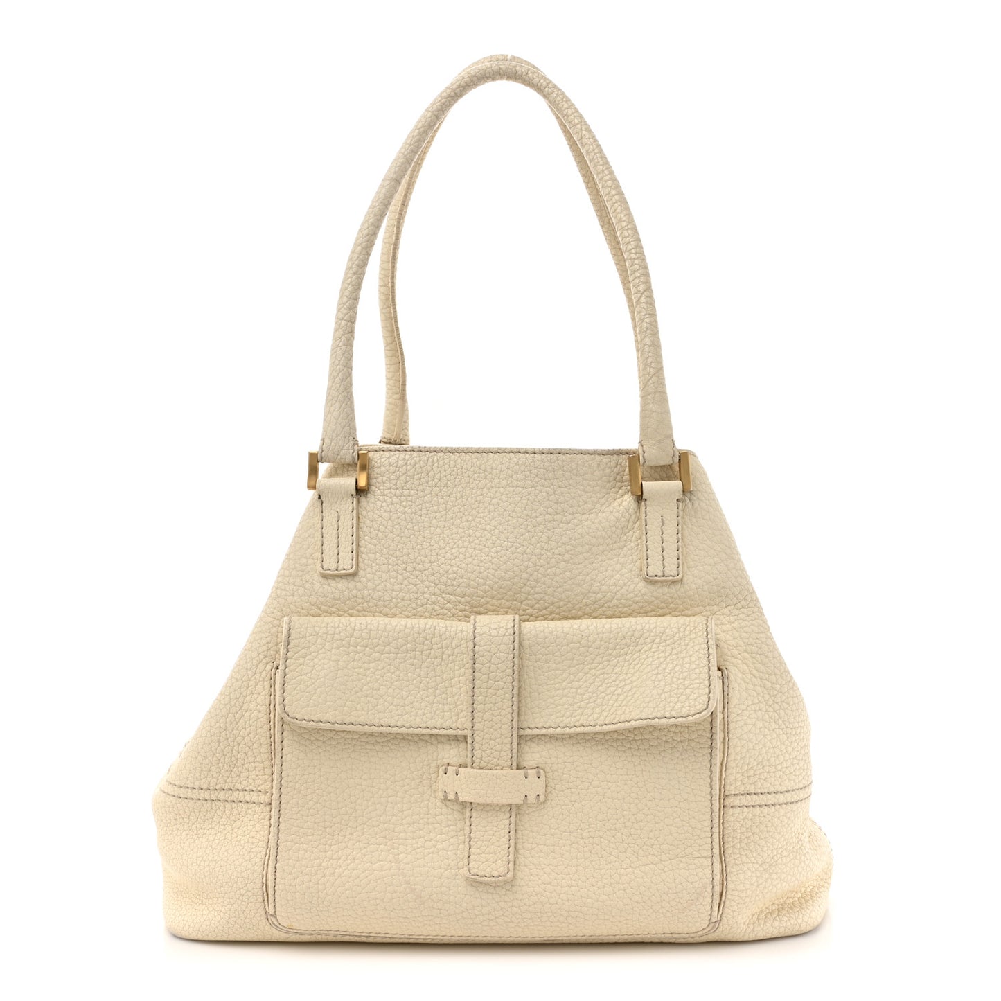 Grained Calfskin Globe Shoulder Bag Ivory