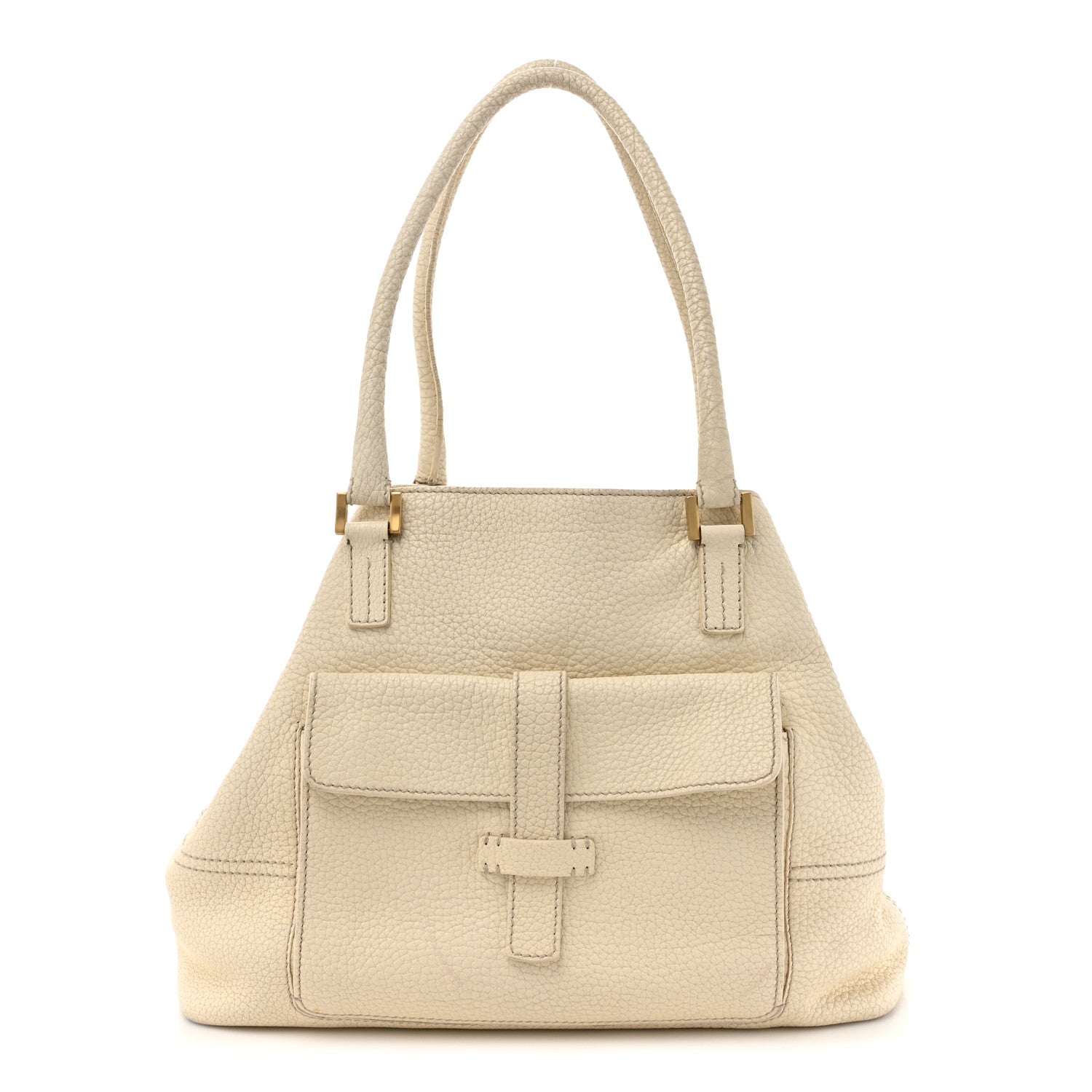 Loro Piana Grained Calfskin Globe Shoulder Bag Ivory 1 of 17