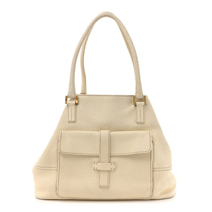 Loro Piana Grained Calfskin Globe Shoulder Bag Ivory 1 of 17