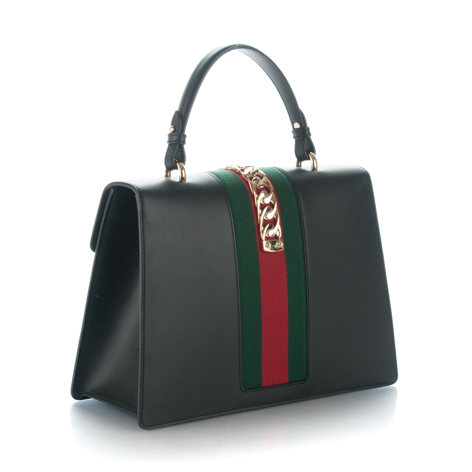 Gucci Calfskin Medium Sylvie Top Handle Bag Black 4 of 8