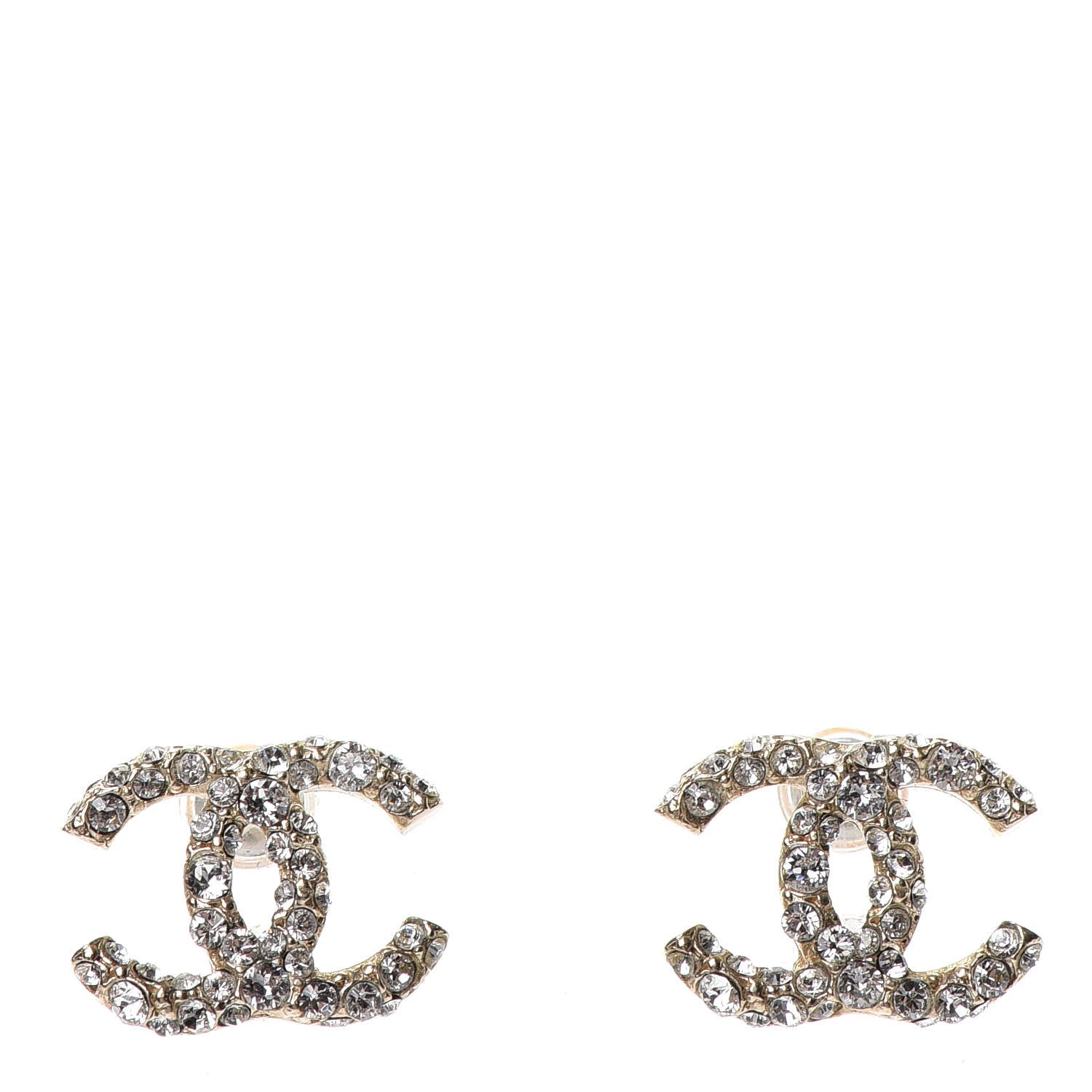 Chanel Crystal CC First Class Stud Earrings Gold 1 of 4