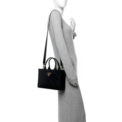 Prada Soft Calfskin Triangolo Symbole Embossed Mini Tote Black 2 of 10