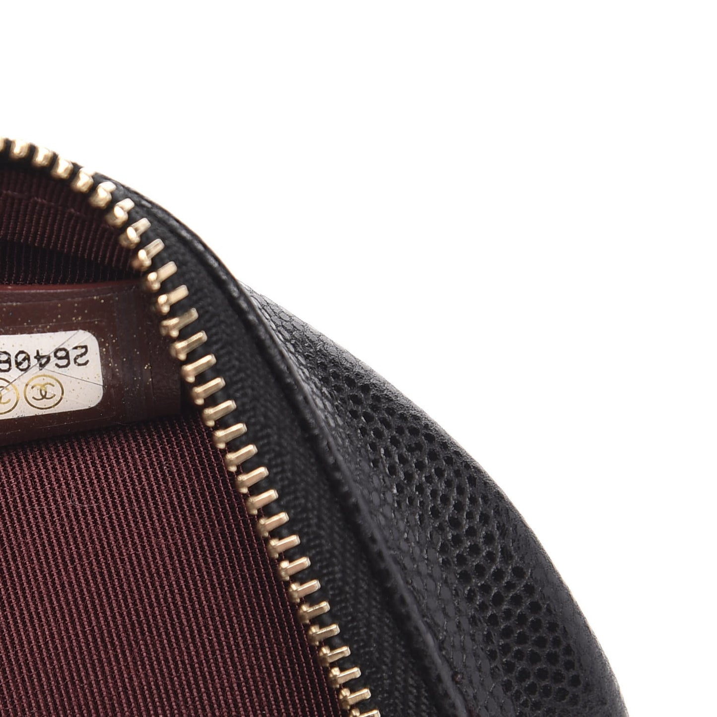 Caviar Quilted Round Clutch With Chain Black