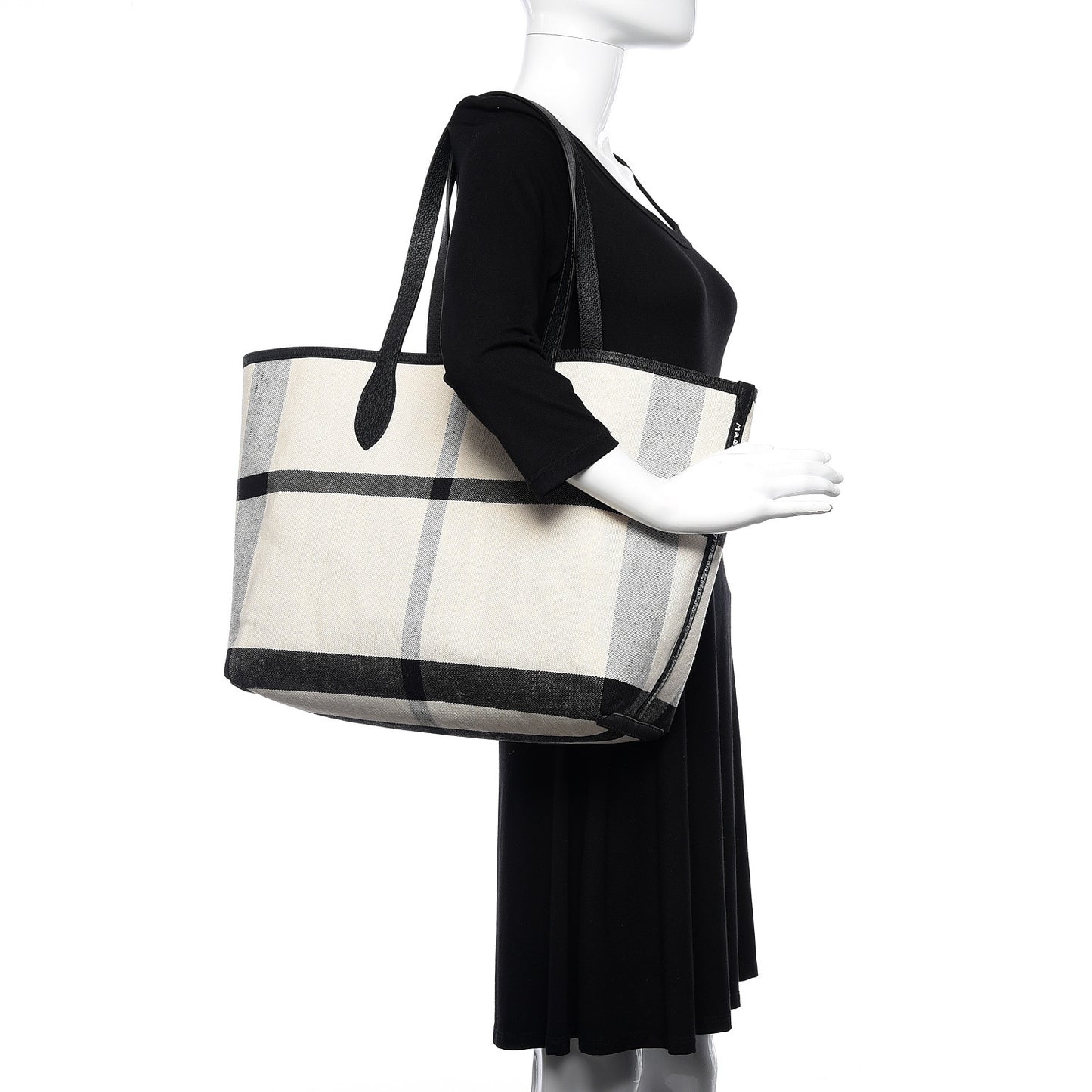 Coated Canvas Medium Reversible Doodle Tote White Black