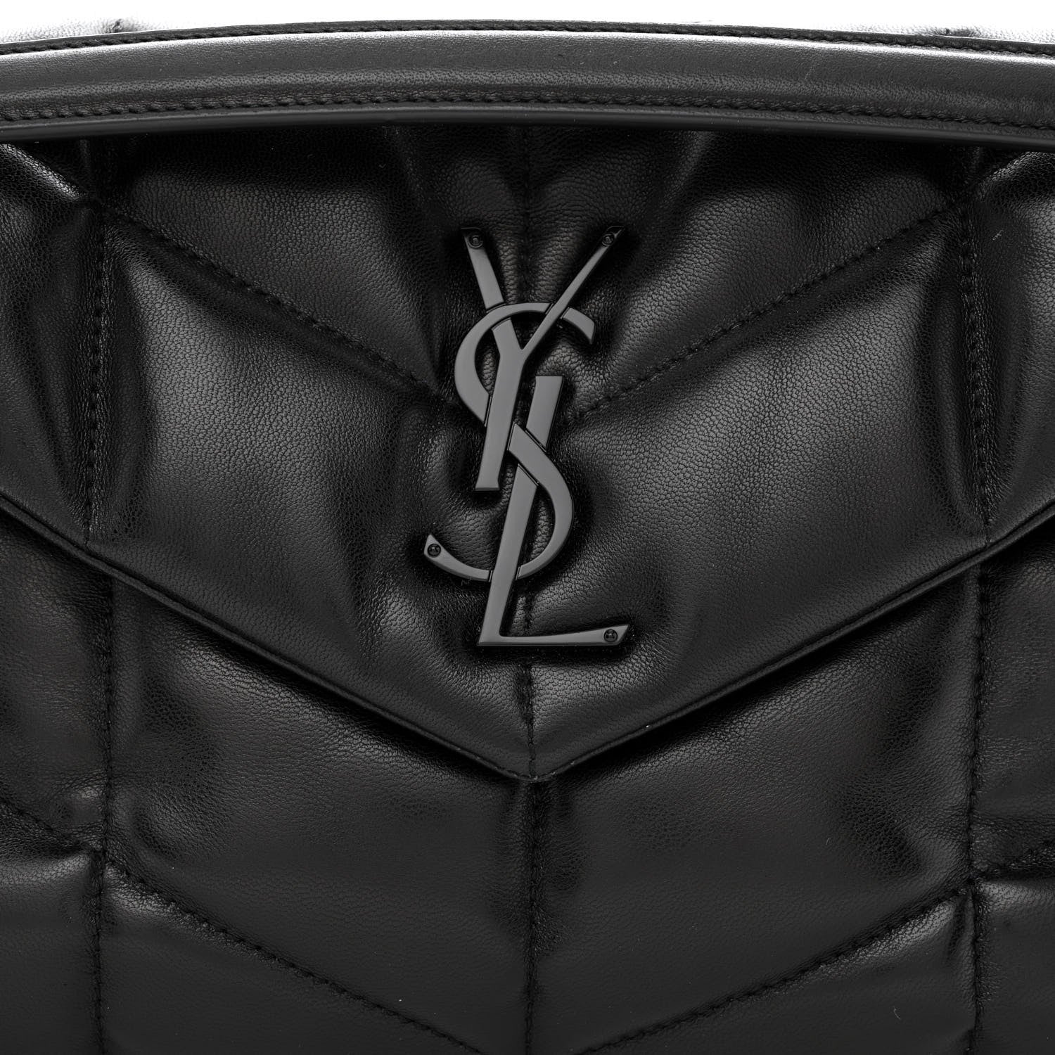 Saint Laurent Lambskin Quilted Monogram Monochrome Small Loulou Puffer Chain Satchel Black 7 of 10