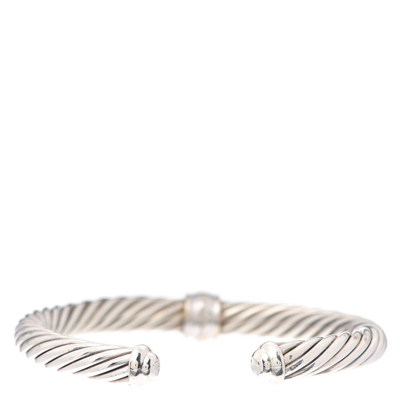 Sterling Silver 18K White Gold Diamond 7mm Cable Classics Station Bracelet