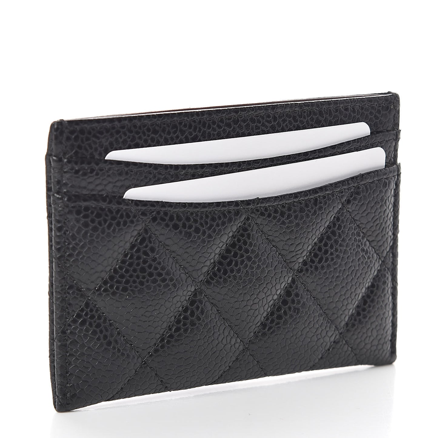 Caviar Quilted Card Holder Black