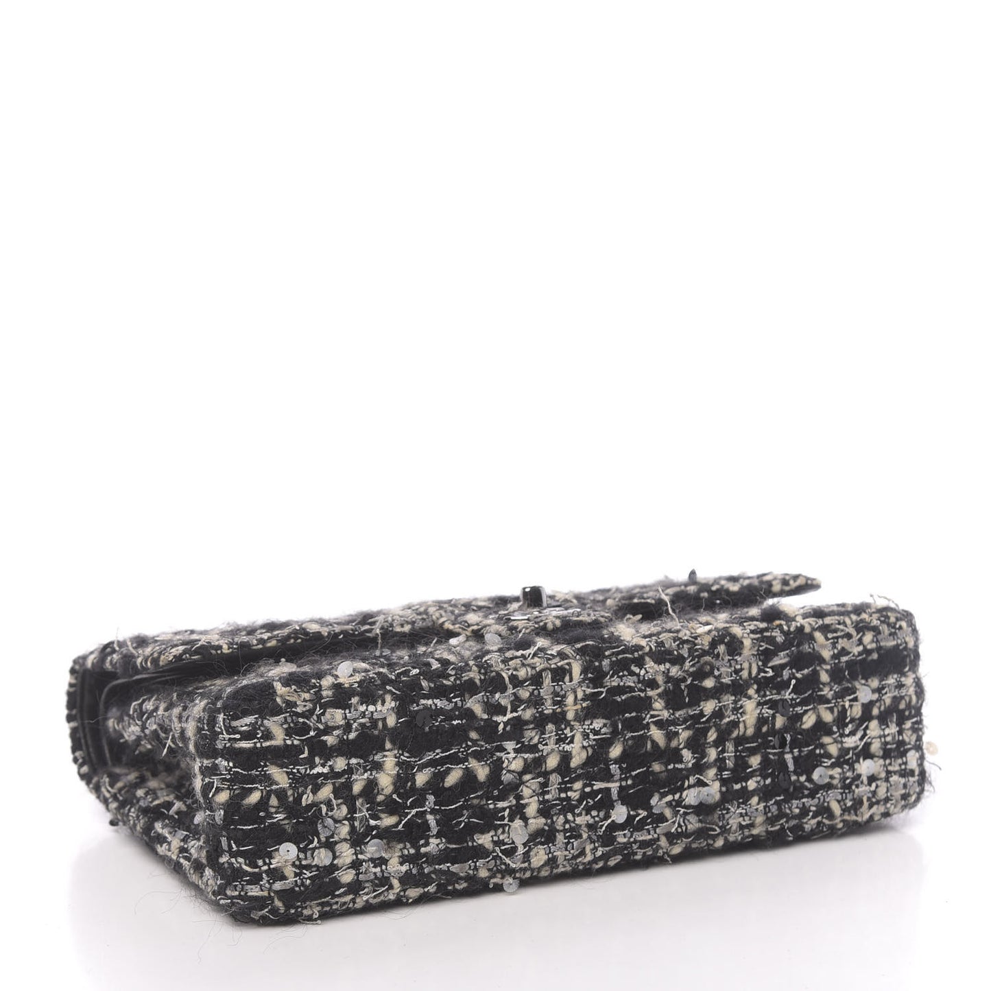 Tweed Sequin Quilted Medium Double Flap Black