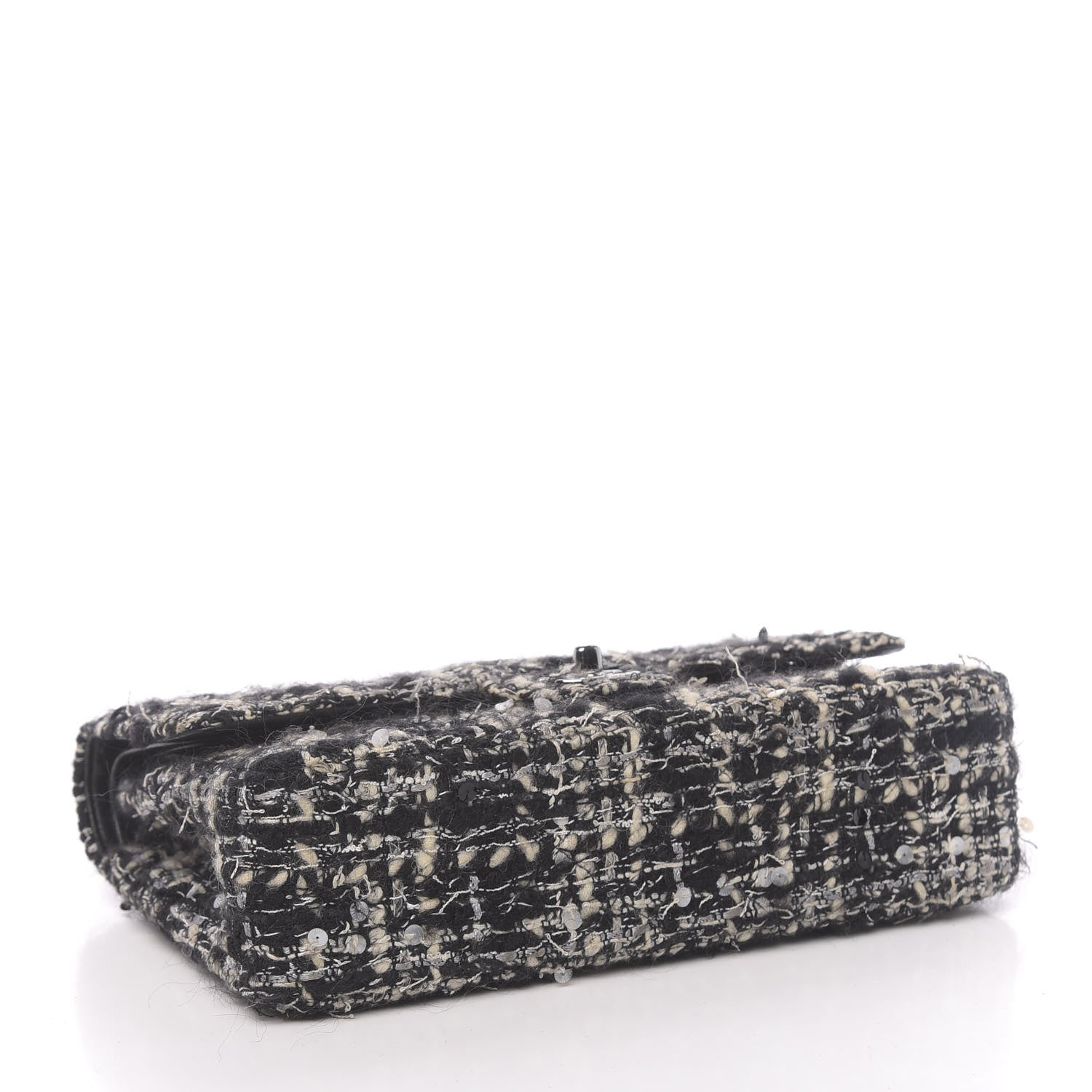 Chanel Tweed Sequin Quilted Medium Double Flap Black 4 of 13