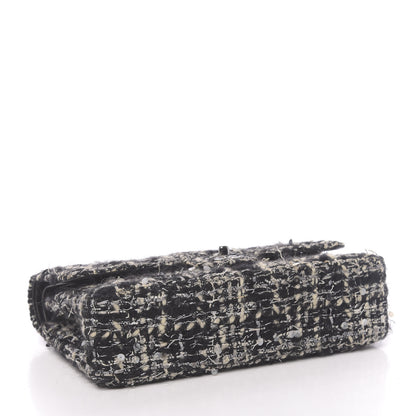 Chanel Tweed Sequin Quilted Medium Double Flap Black 4 of 13