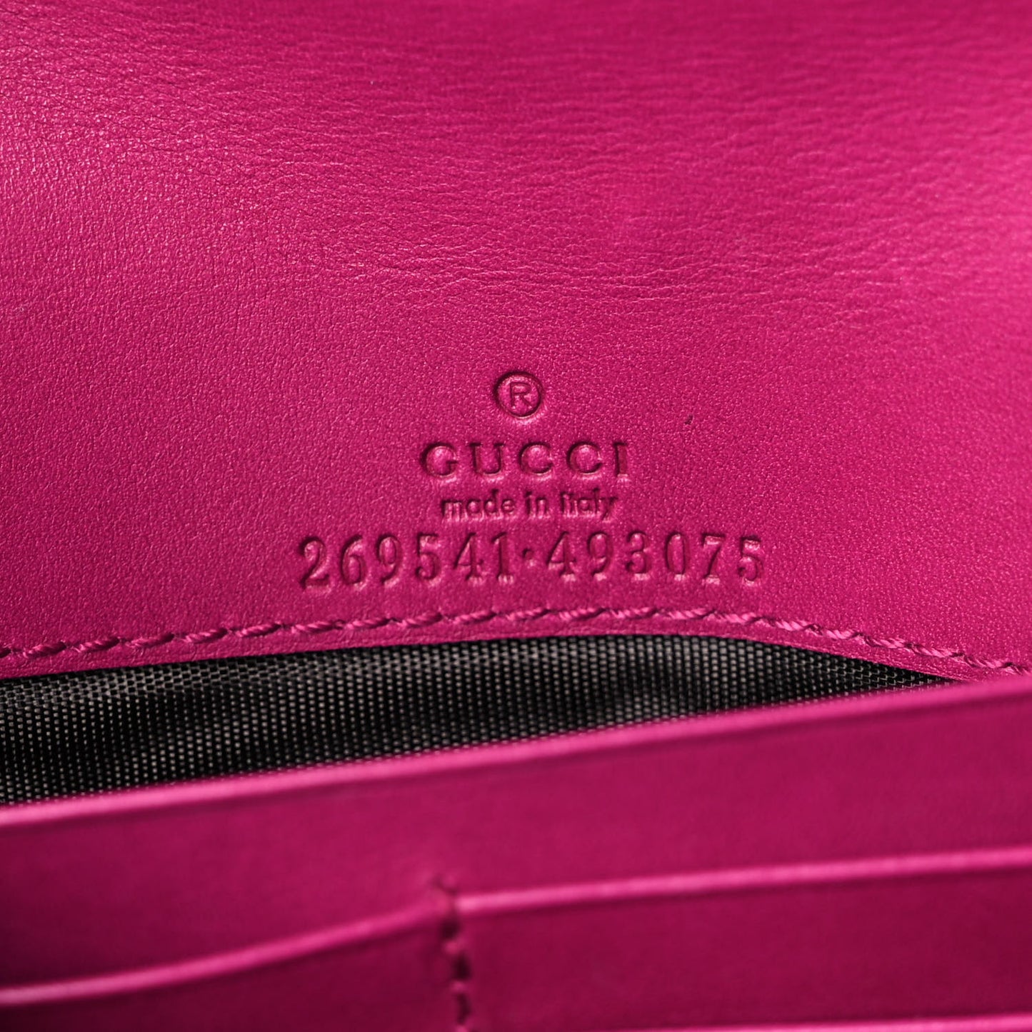 Soft Microguccissima Dice Chain Wallet Bright Bouganville