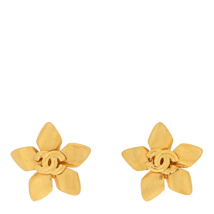Chanel Metal Flower CC Clip On Earrings Gold 1 of 4