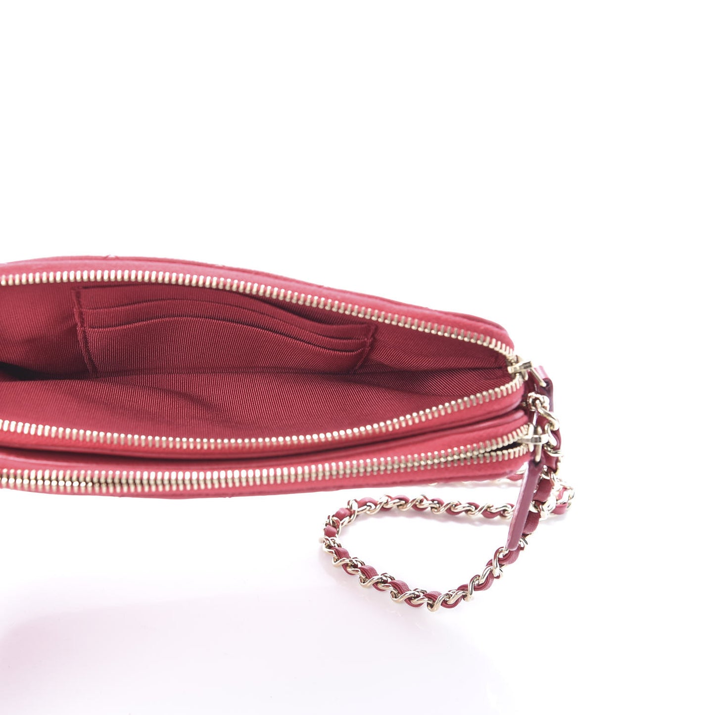 Lambskin Quilted Small Clutch With Chain Red
