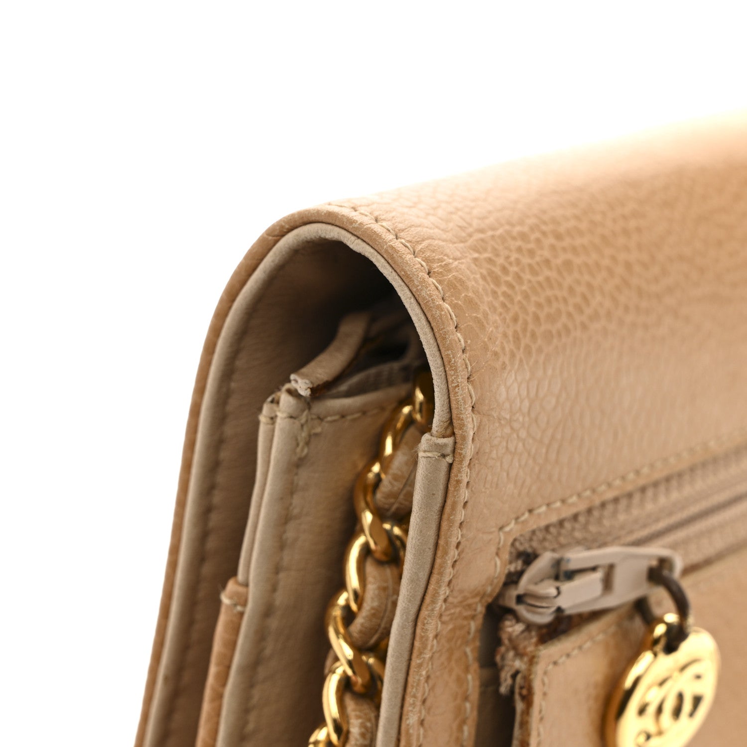 Chanel Caviar Timeless CC Wallet on Chain WOC Beige 13 of 17
