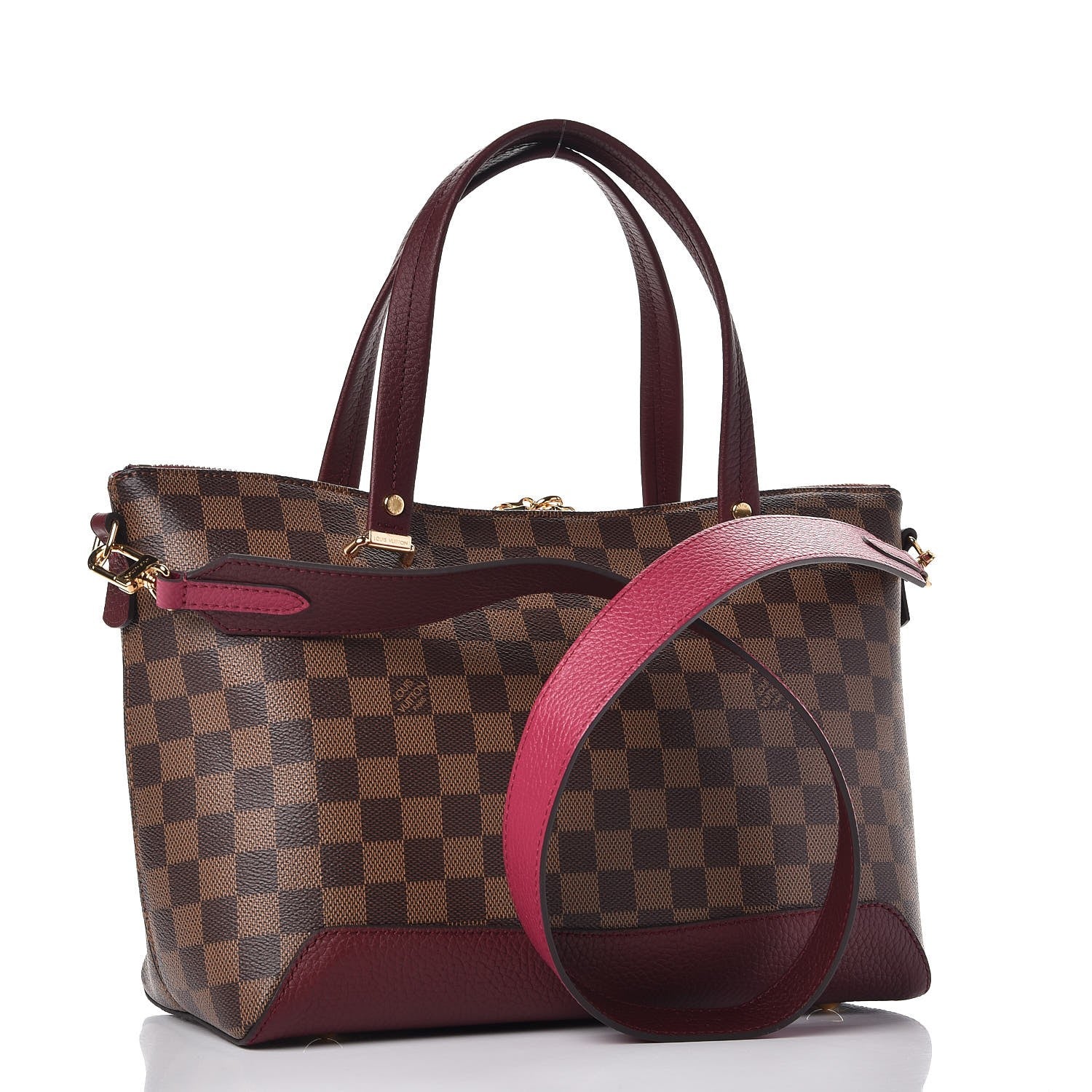 Louis Vuitton Damier Ebene Cuir Taurillon Hyde Park Fuchsia 4 of 7