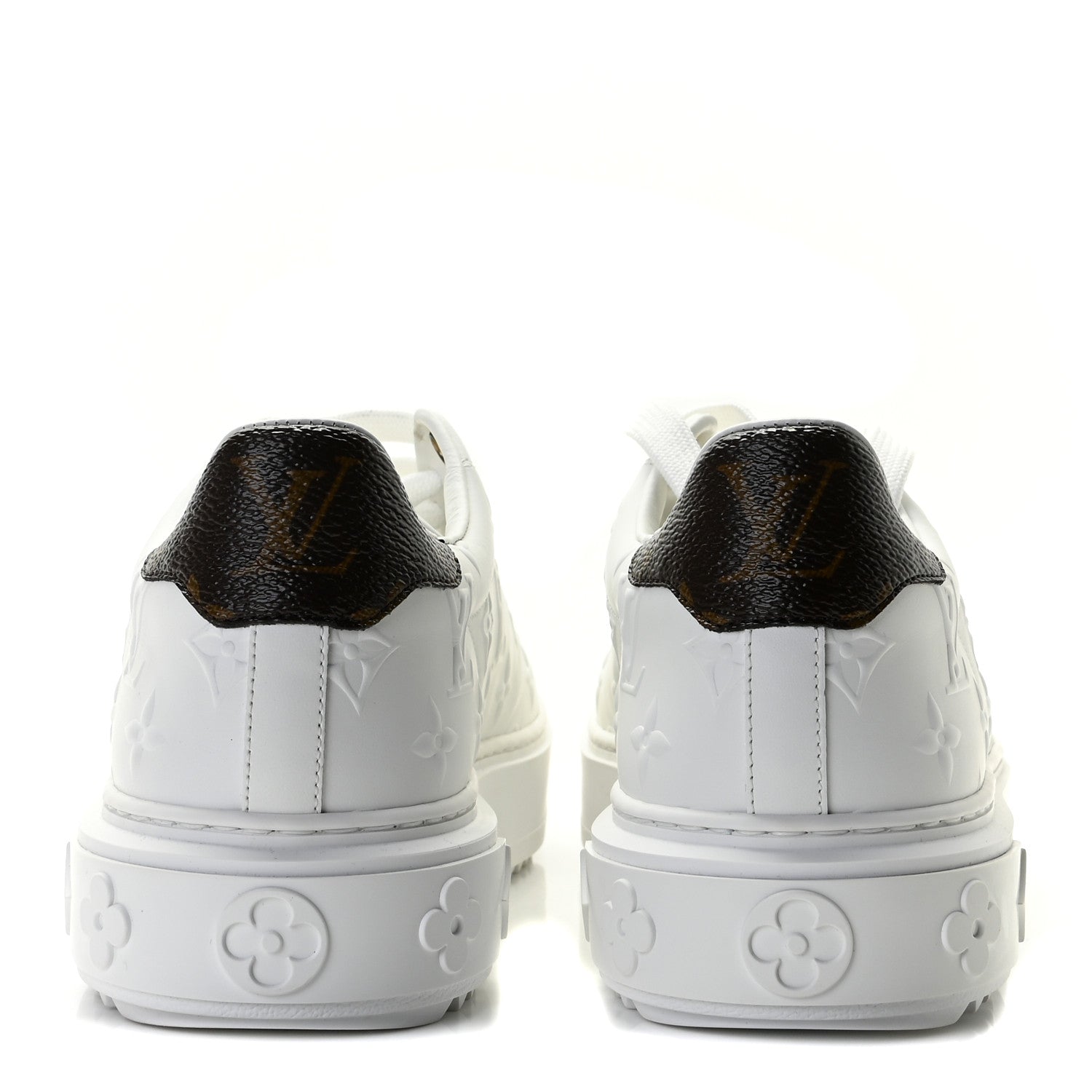 Louis Vuitton Lambskin Embossed Monogram Time Out Sneakers 40 White 4 of 8