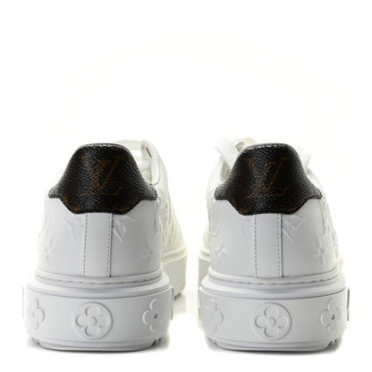 Louis Vuitton Lambskin Embossed Monogram Time Out Sneakers 40 White 4 of 8