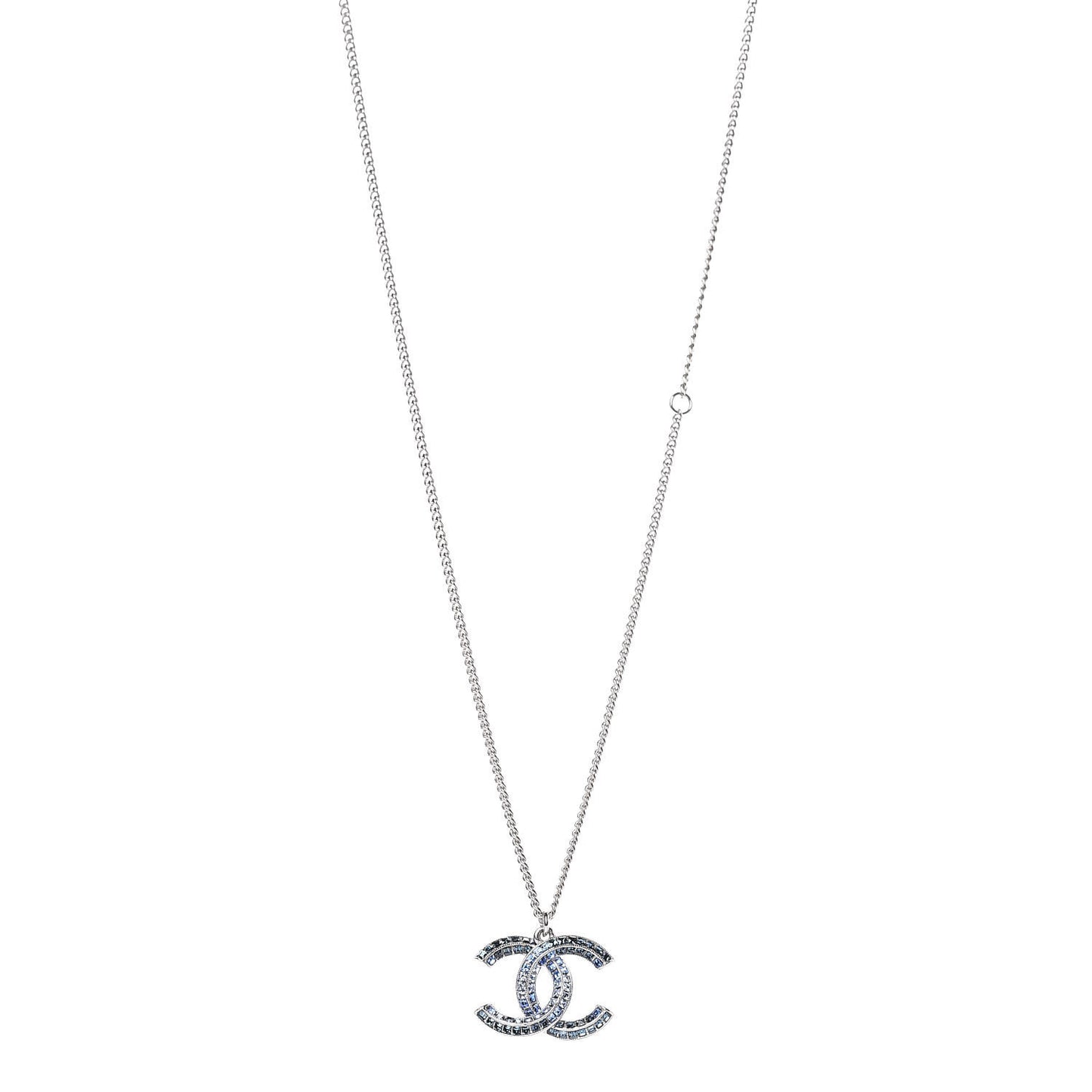 Crystal Baguette CC Necklace Blue