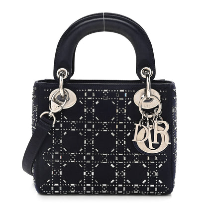 Christian Dior Satin Crystal Cannage Mini Lady Dior Black 1 of 10