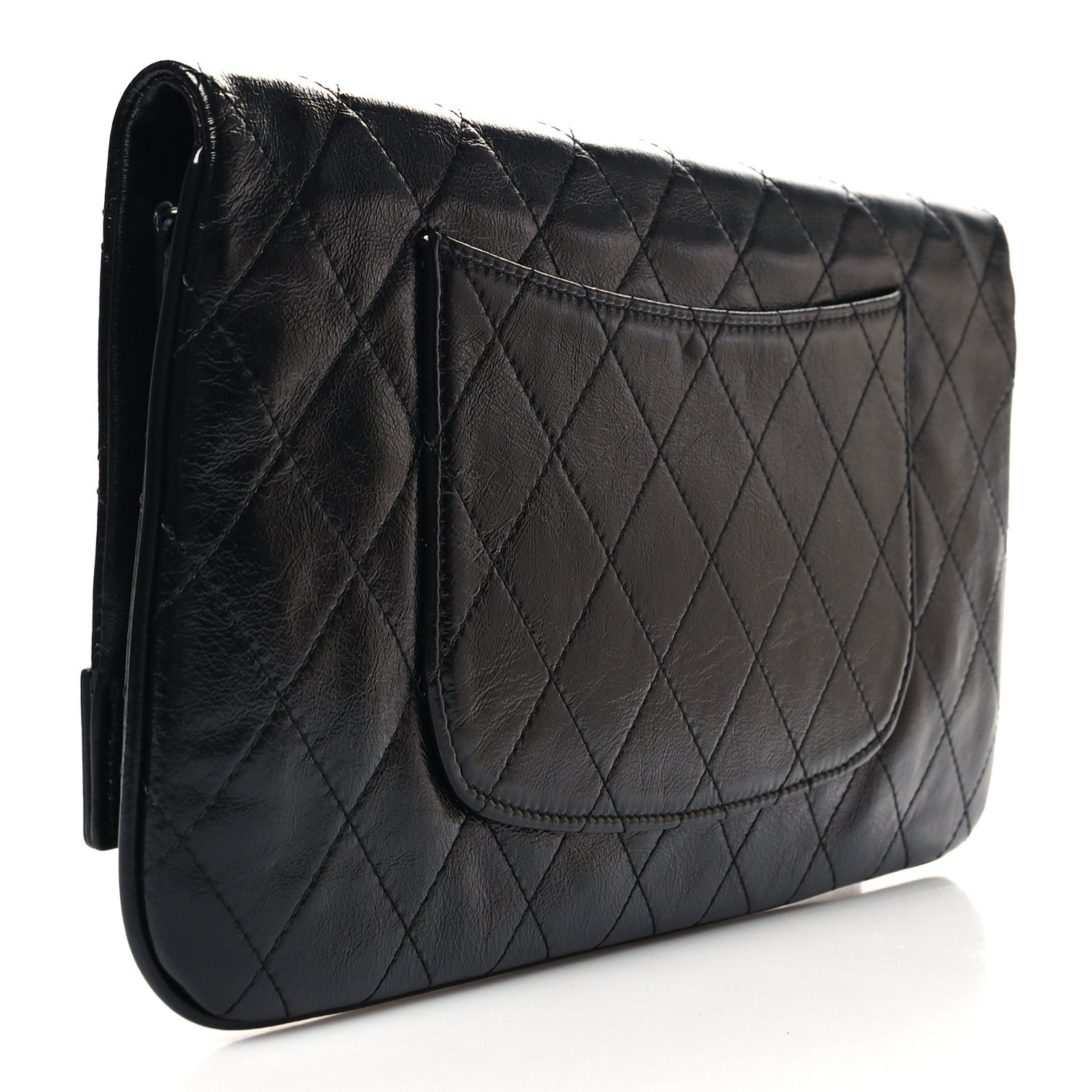 Chanel Shiny Crumpled Calfskin Large 31 Pouch Black 3 of 10