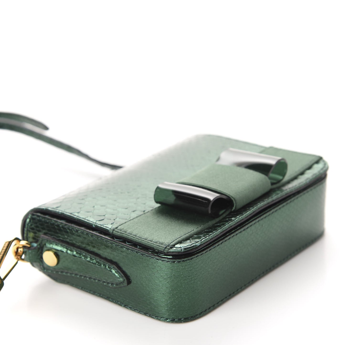 Metallic Snakeskin Mini Berkeley Crossbody Dark Green