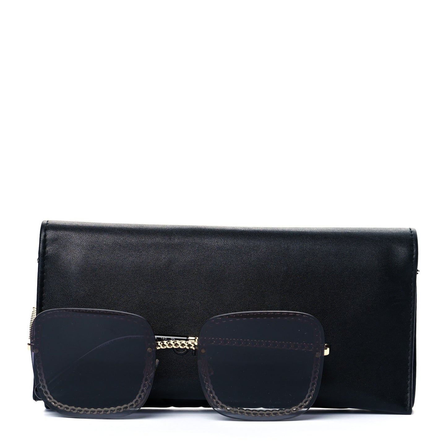 Metal Removable Chain Square Sunglasses 4244 Black