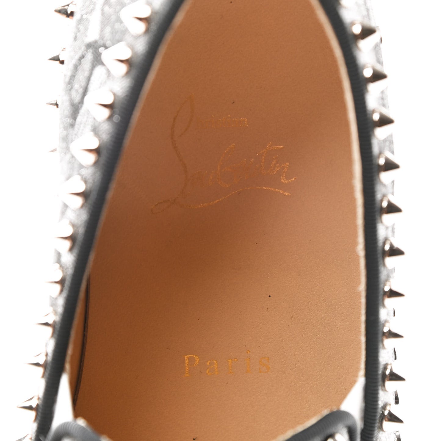 Glitter Spikes Womens Roller Boat Flat 38.5 Black