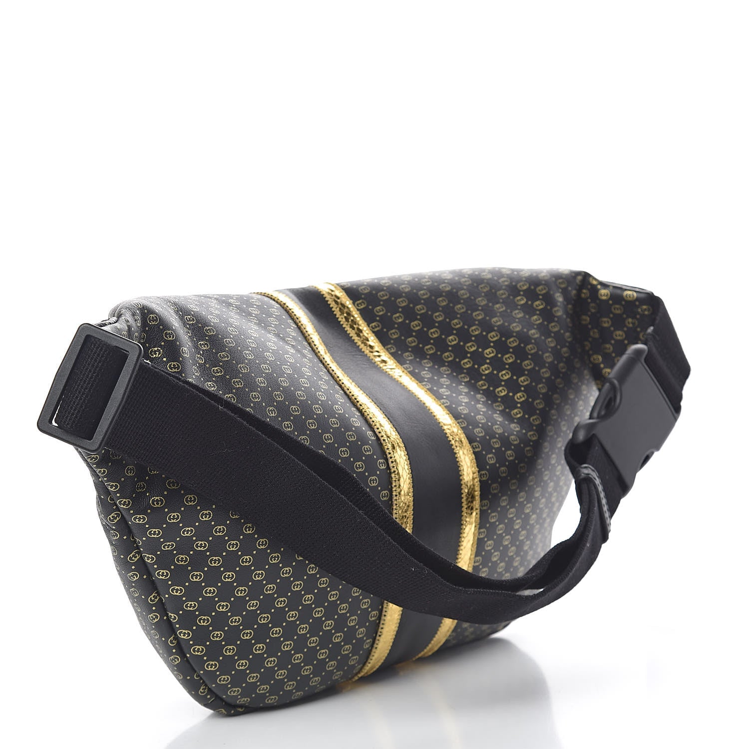 Gucci X DAPPER DAN Calfskin Laminated Ayers GG Micro Monogram Mens Belt Bag Black 3 of 11