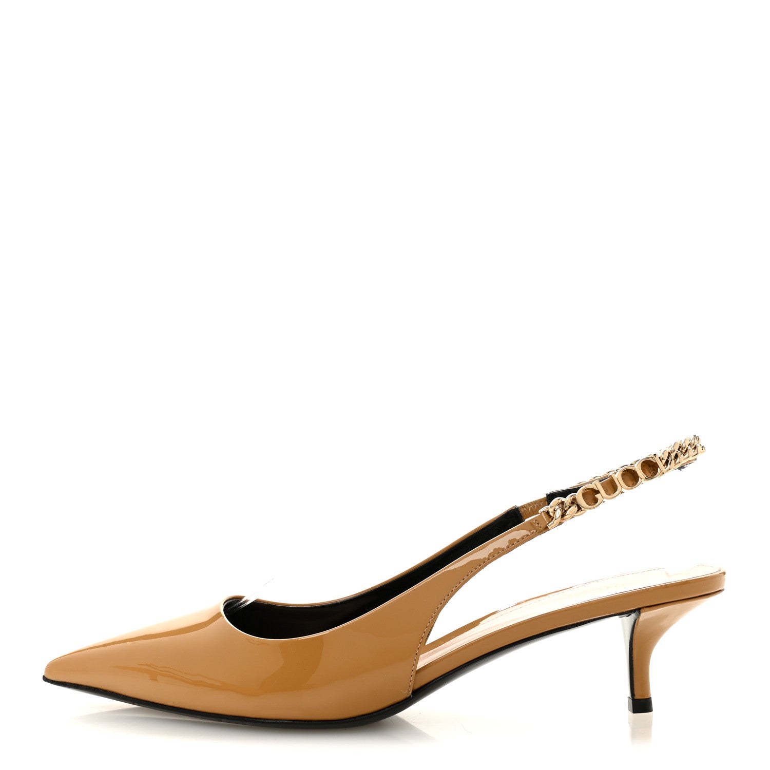 Gucci Patent Signoria 35mm Slingback Pumps 39 Sand 1 of 10