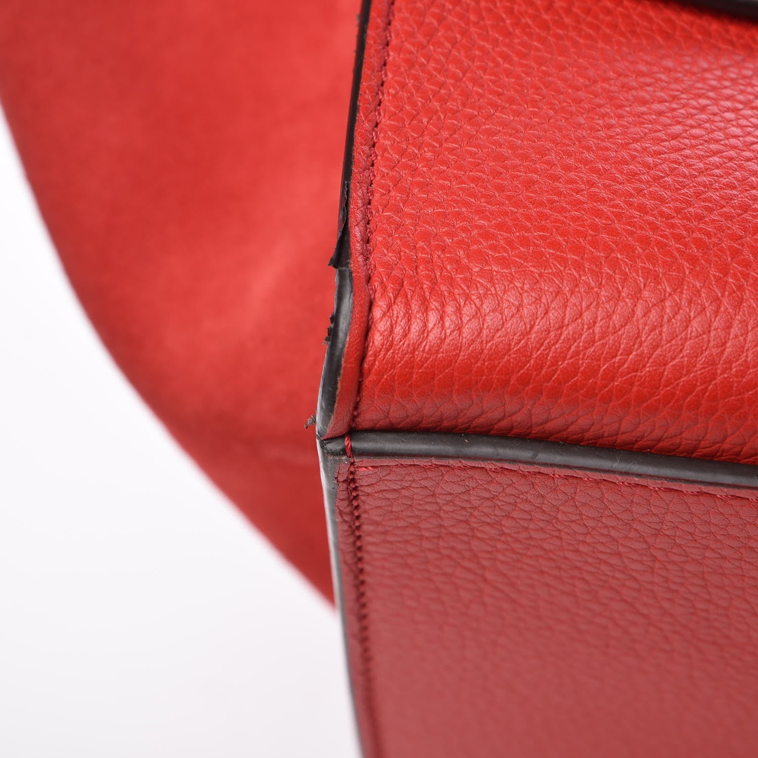 Celine Drummed Calfskin Suede Medium Trapeze Coquelicot 17 of 17