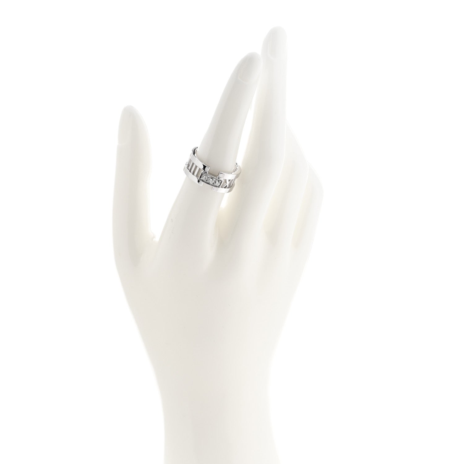 Tiffany 18K White Gold Diamond Open Atlas Ring 54 7 2 of 5