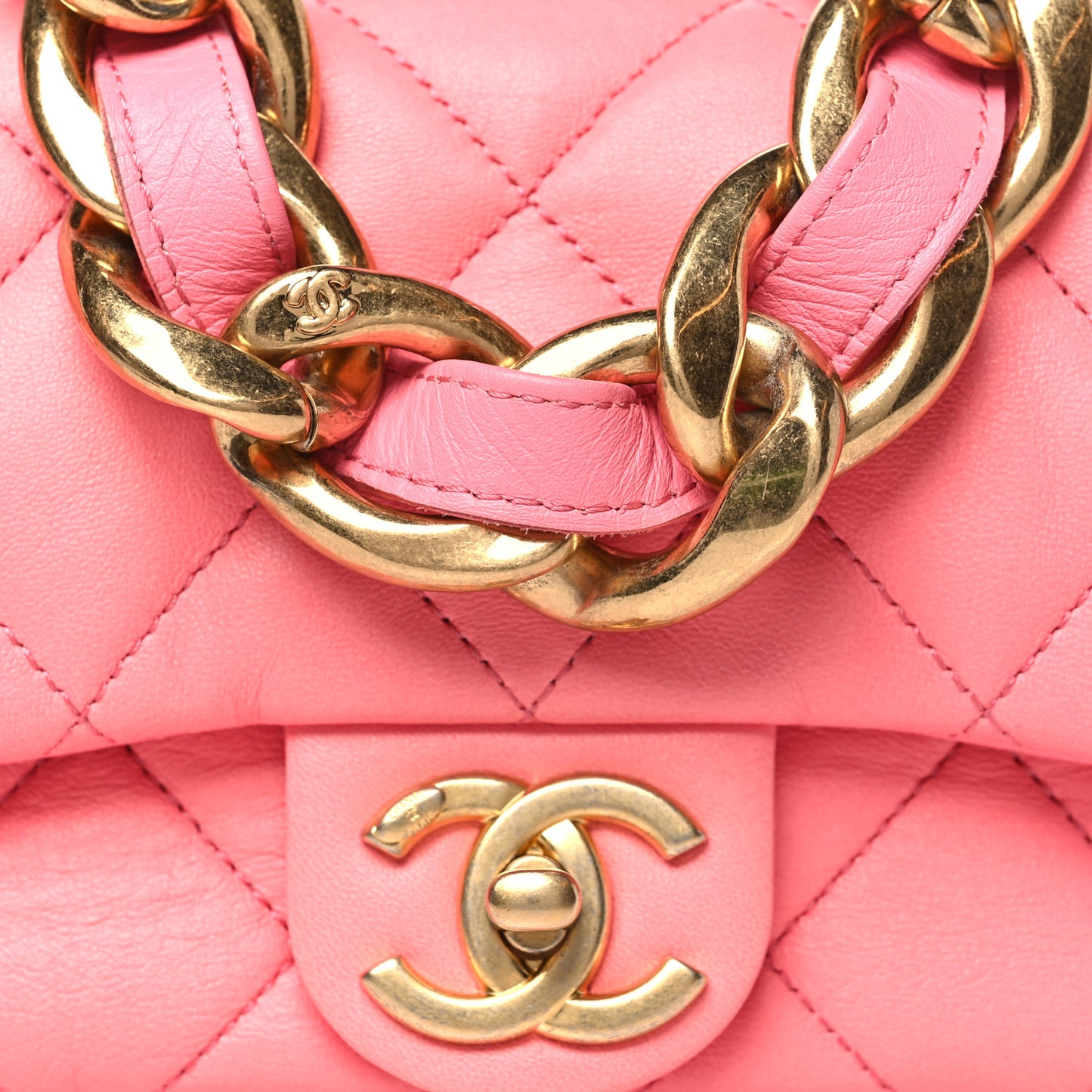 Lambskin Quilted Mini Funky Town Flap Pink