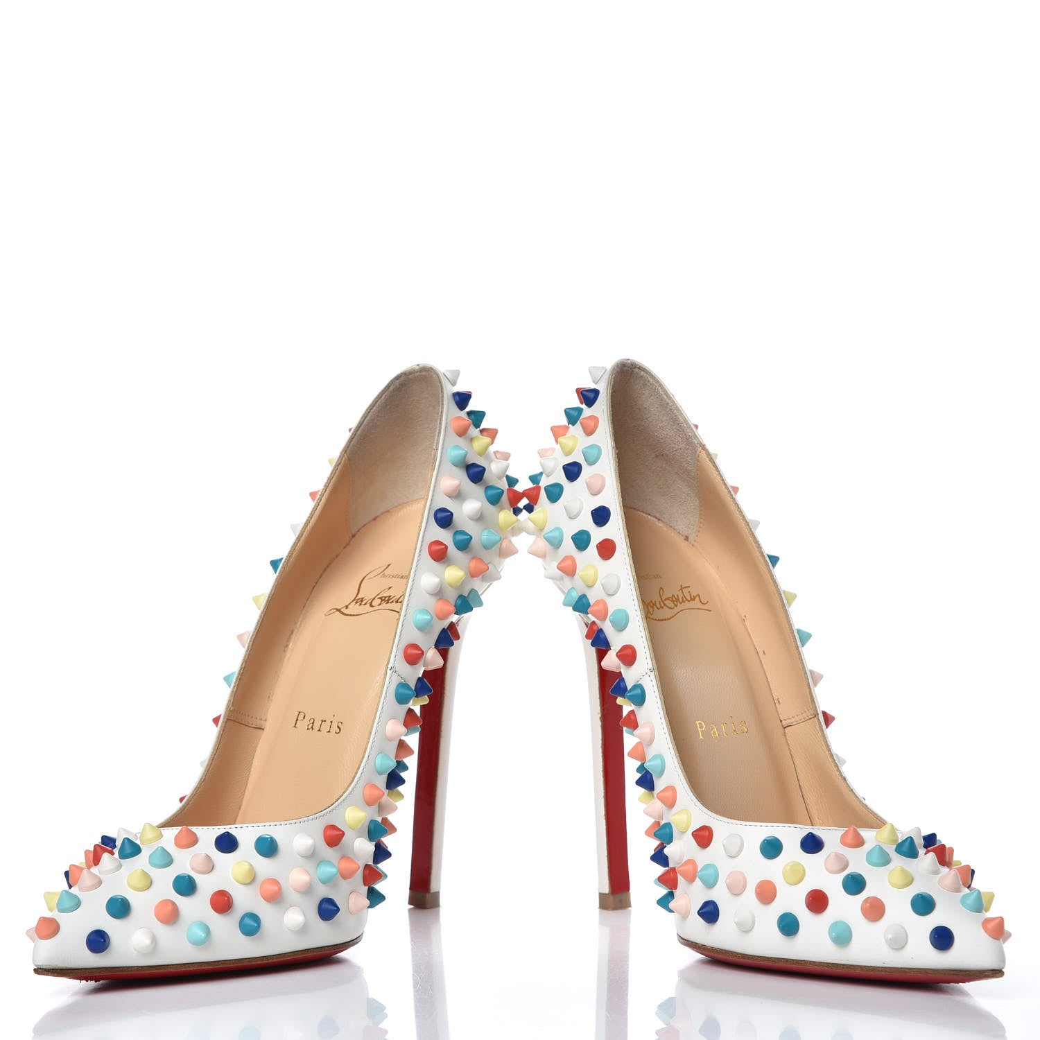 Christian Louboutin Gomme Pigalle Spikes 120 Pumps 38.5 White Multicolor 5 of 15