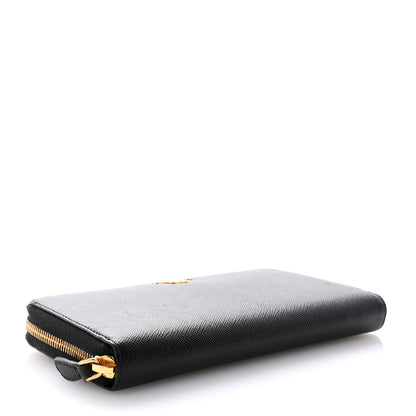 Prada Saffiano Metal Zip Around Wallet Black 4 of 8