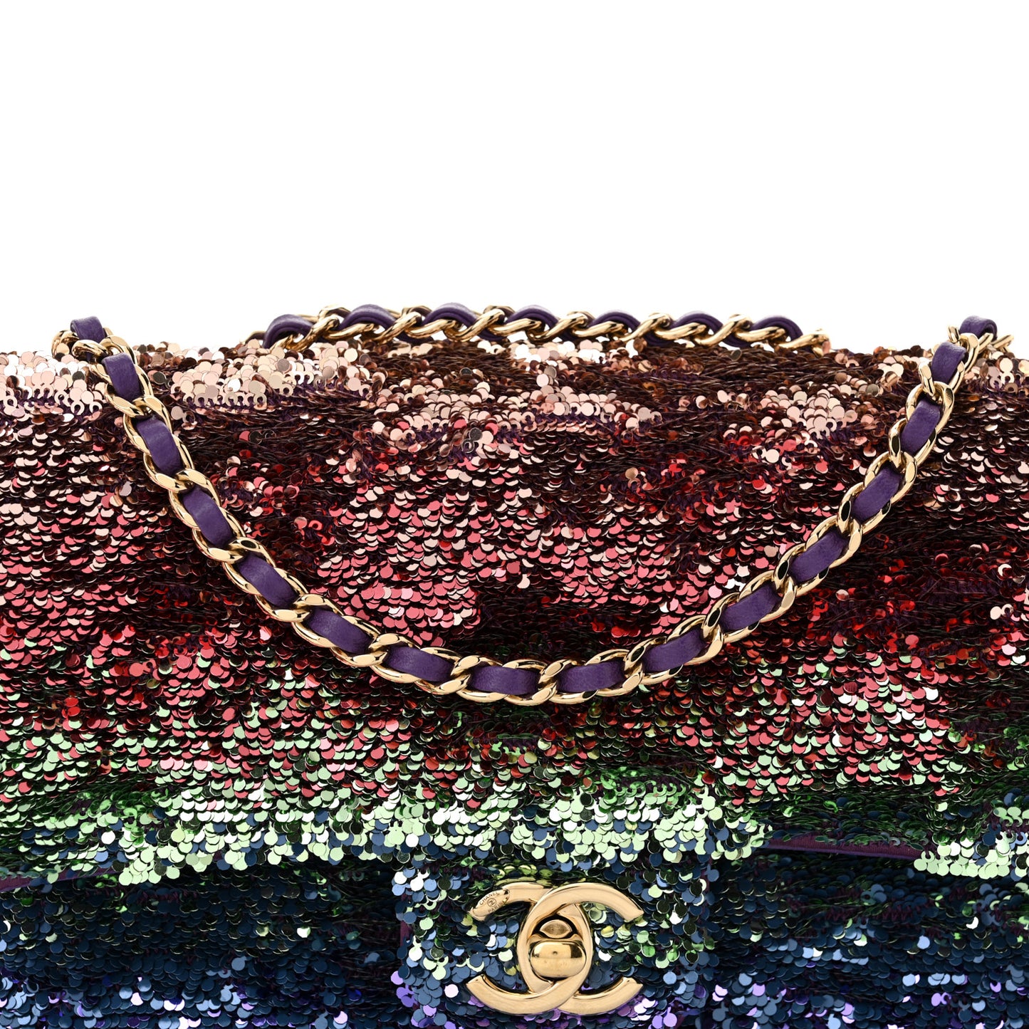 Gradient Sequin CC Small Single Flap Multicolor