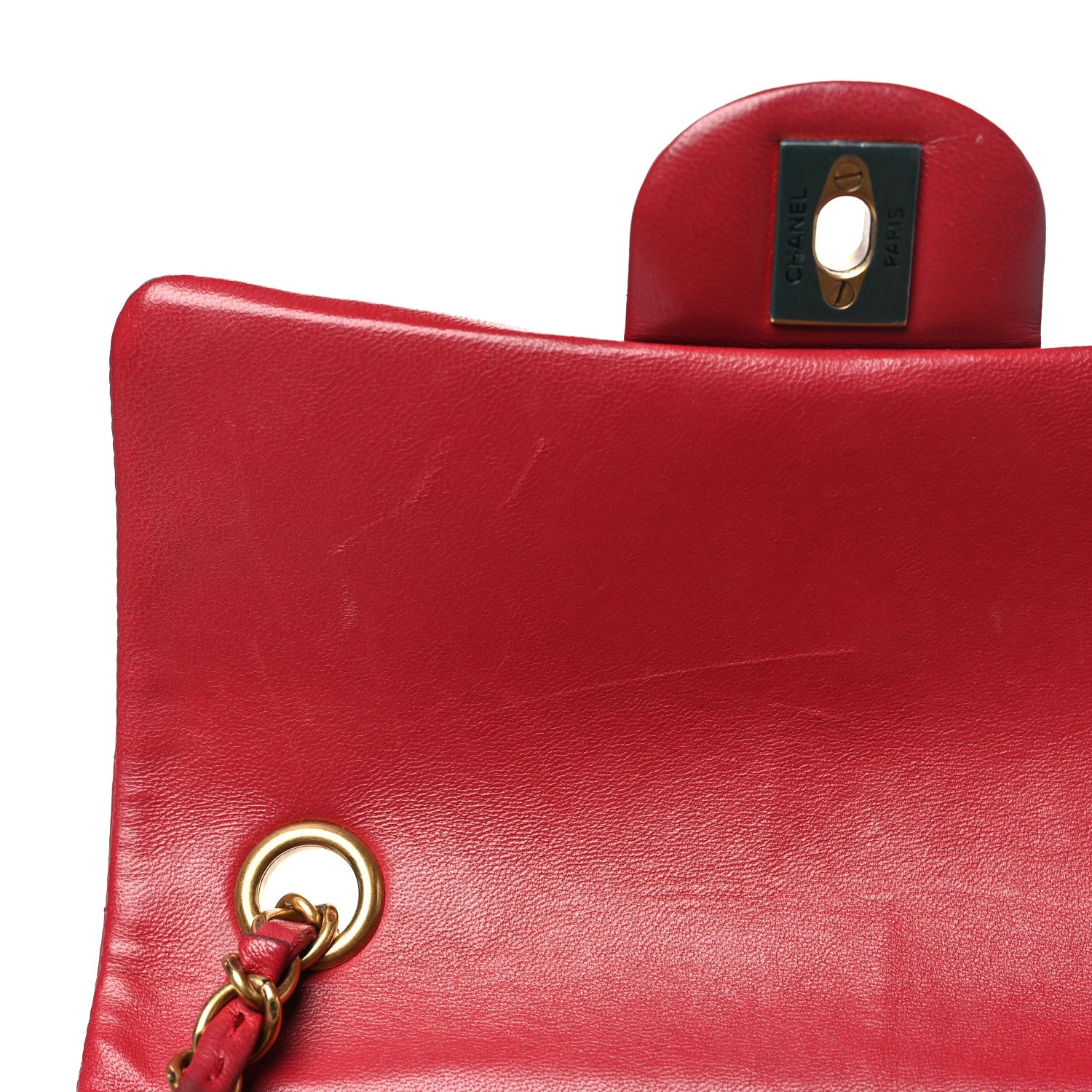 Chanel Lambskin Chevron Quilted Mini Rectangular Flap Red 11 of 15