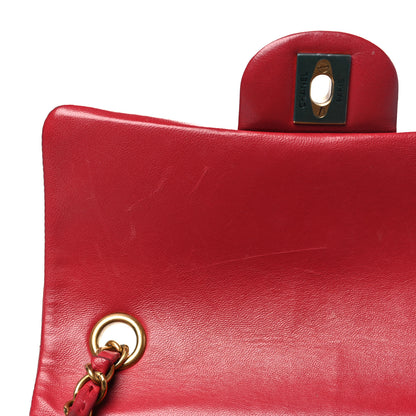 Chanel Lambskin Chevron Quilted Mini Rectangular Flap Red 11 of 15