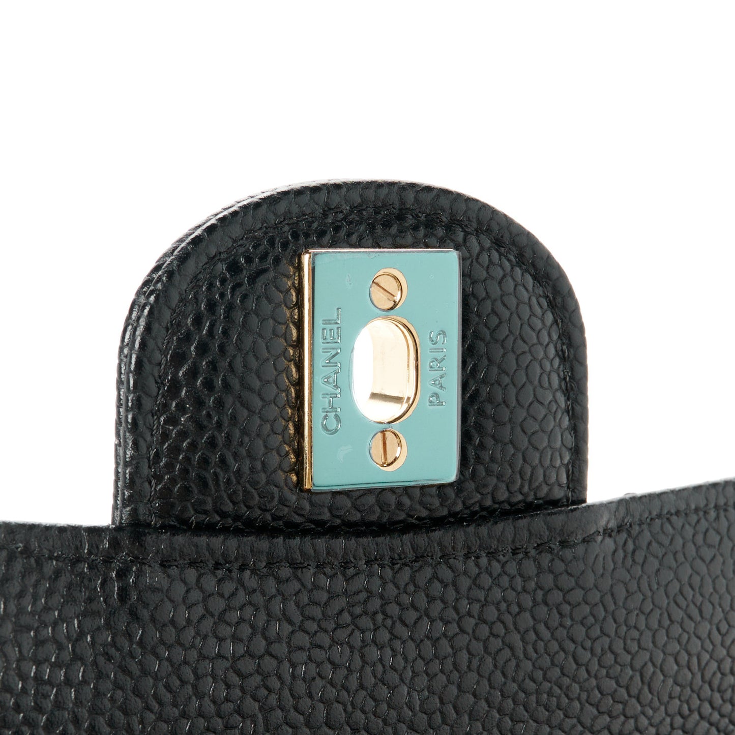 Caviar Quilted Medium Double Flap Black