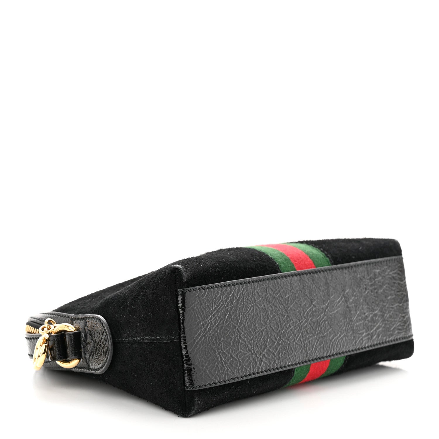 Gucci Suede Patent Web GG Small Ophidia Dome Shoulder Bag Black 4 of 12